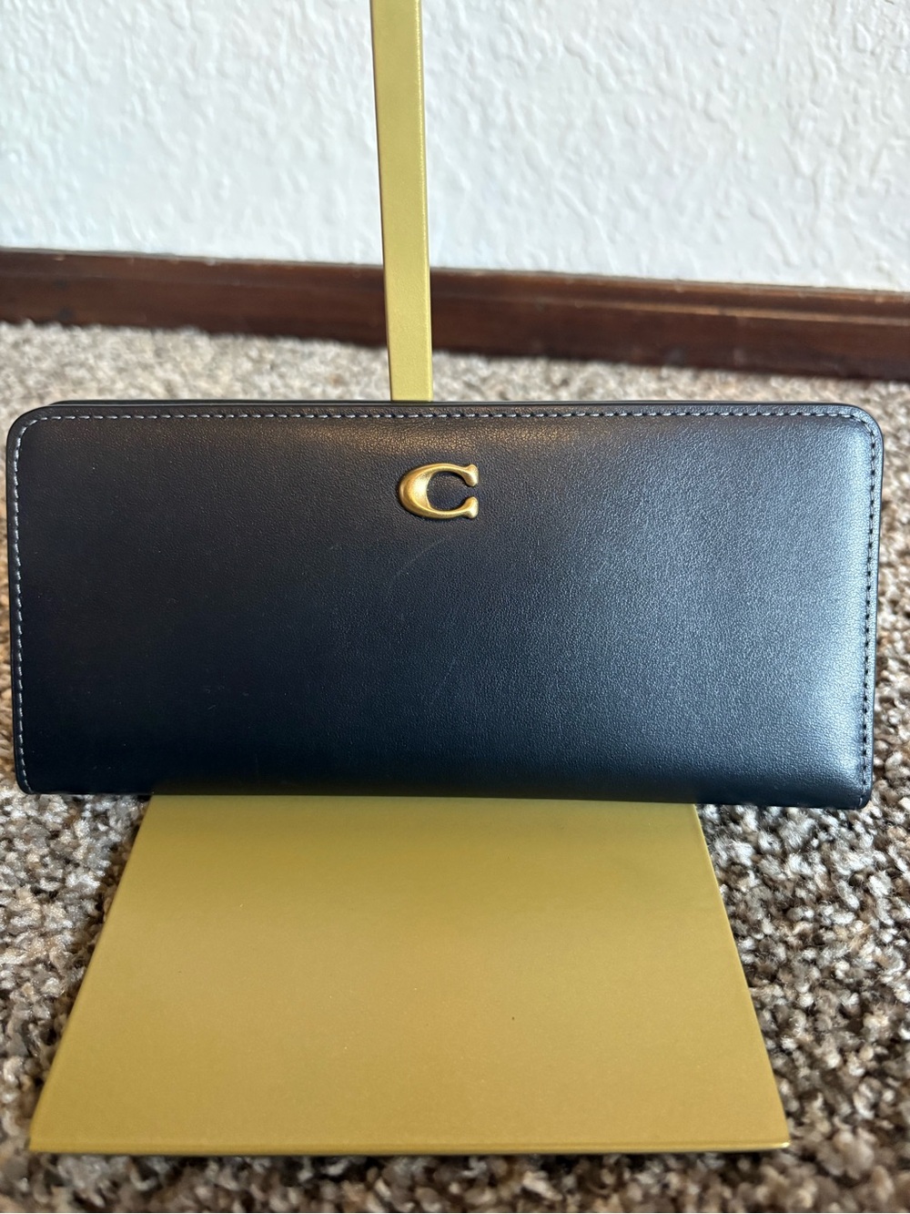 Coach Black Leather Slim Essential Wallet- Long